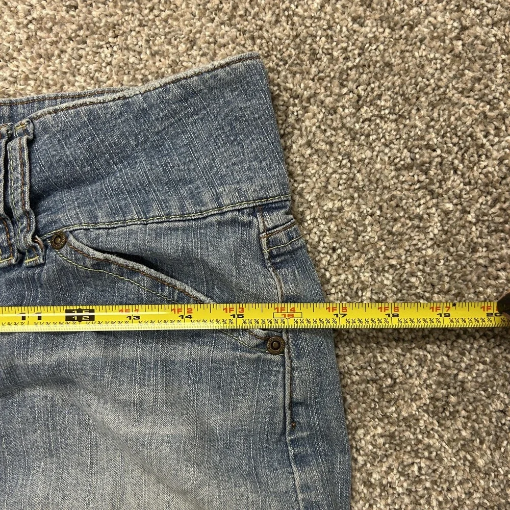 Vintage YMI Skirt Womens 3 Blue Denim Mini Short Stretch Casual Button Front
